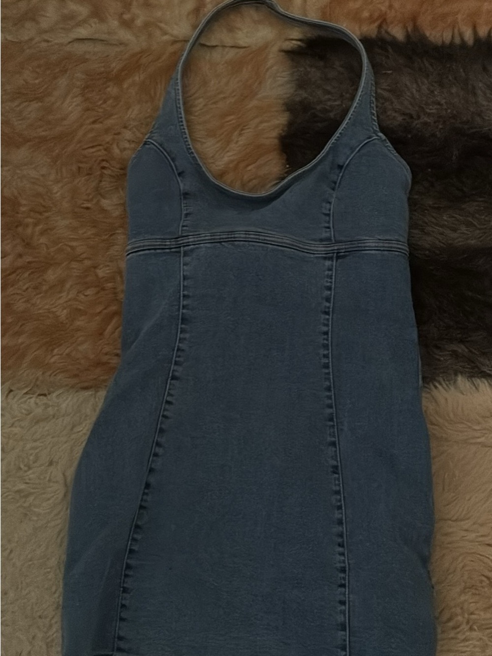 Women’s Blue Denim Halter Jeans Dress